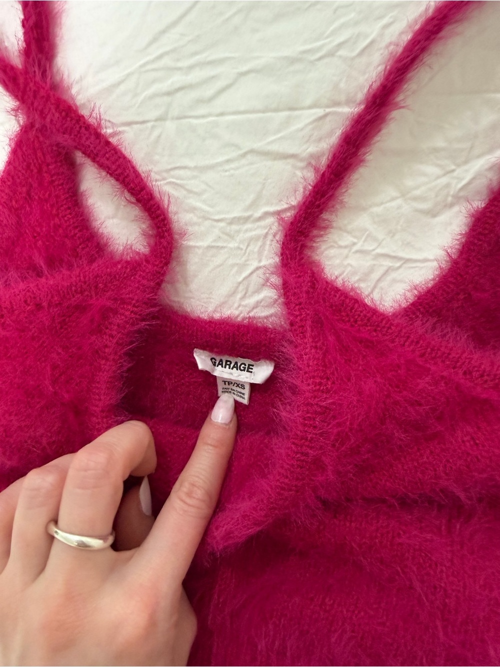 Garage Hot Pink Fuzzy Cropped Tank - Picture 4 of 4